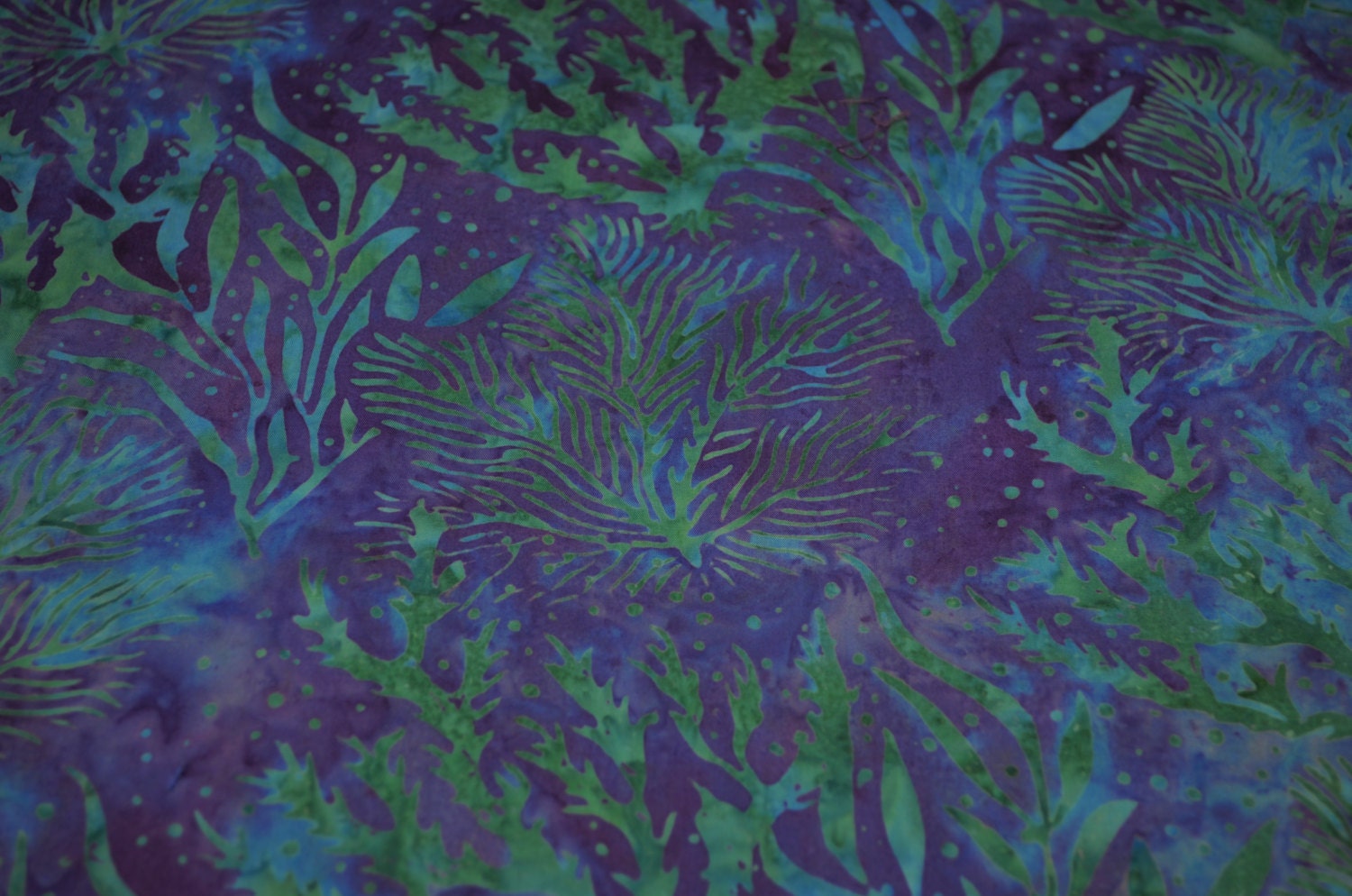 Purple Blue and Green Batik Fabric in coral by LJWengerDesigns