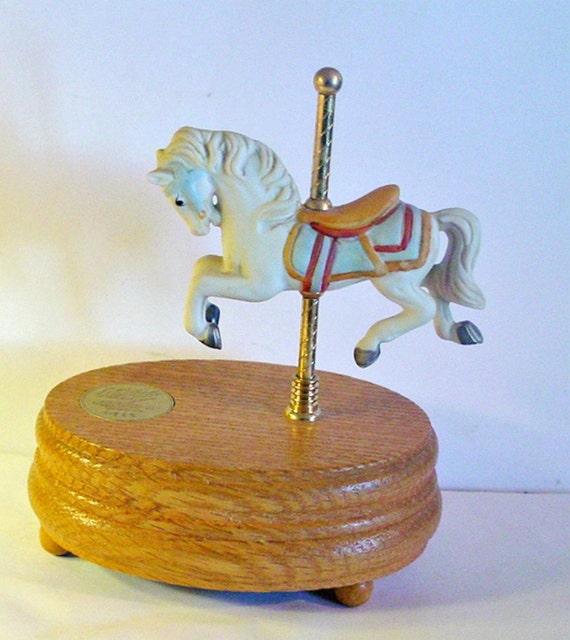 Vintage Willitts Music Box A Porcelain Carousel Horse by 1560main