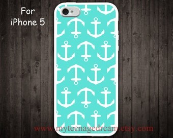 iPhone 5 Case, Nautical Anchor iphone 5 case, mint green and white ...