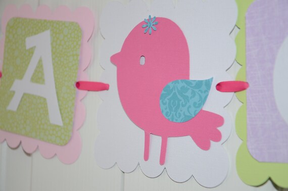 It's a Girl Banner, Girl Banner, Bird Baby Shower, Birdie Party, Bird Banner Il_570xn