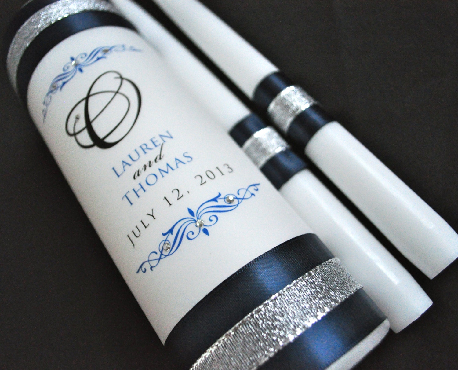 Wedding Unity Candle Navy Blue Candle Wedding Candles