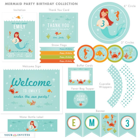Items similar to Mermaid Party Decor, Mermaid Party Kit, Mermaid Party ...