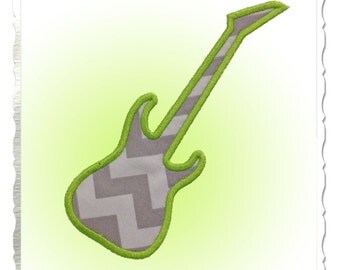 Guitar Silhouette Applique Machine Embroidery Design - 4 Sizes
