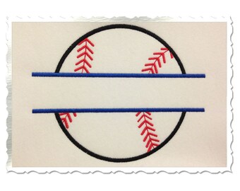 Split Baseball or Softball Applique Machine Embroidery Design - 4 Sizes