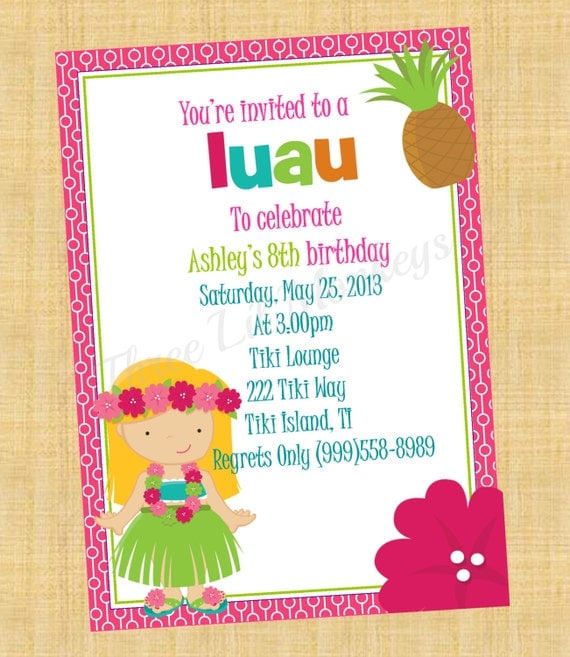 Items similar to SALE- Luau Invitation 3 - DIY Printable on Etsy