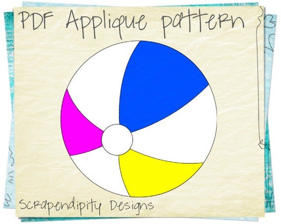 Beachball Applique Pattern Summer by ScrapendipityDesigns on Etsy