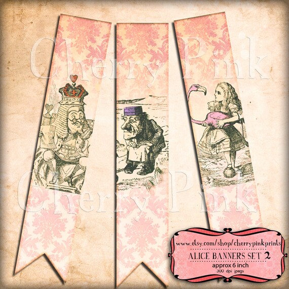 ALICE in WONDERLAND BANNER 2 digital printable banner style