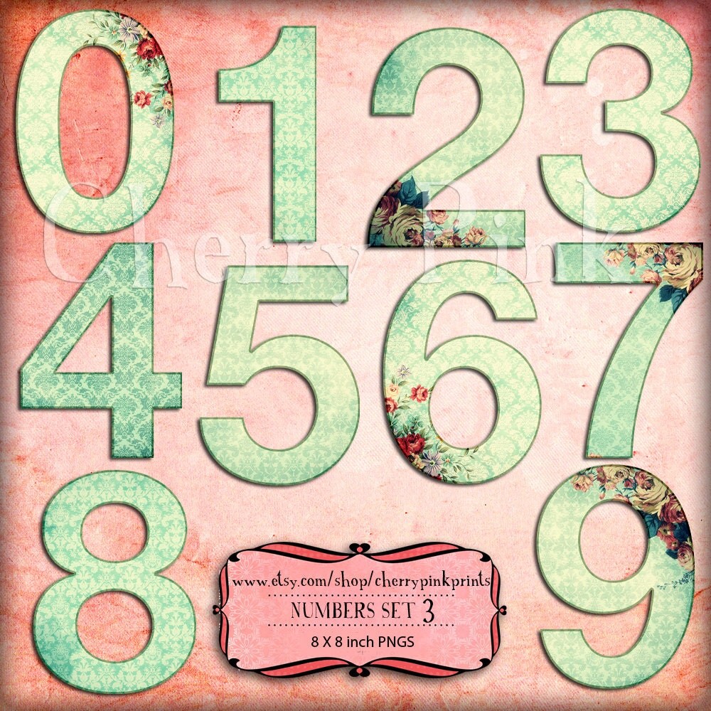 Number Clip Art 10 digital clip art shabby chic numbers