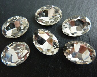 4 glass jewels, 14x10mm, crystal, oval