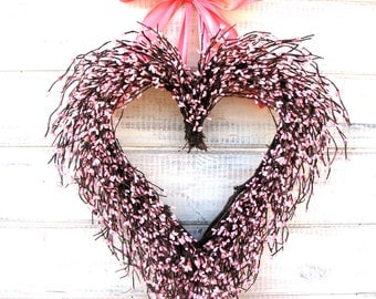 Mothers Day-Wreath-Mothers Day Gift-Valentine Wreath-Valentine Heart Wreath-Wedding Decor-Pink Wreath-Wedding Decor-Baby Nursery Decor-Gifts