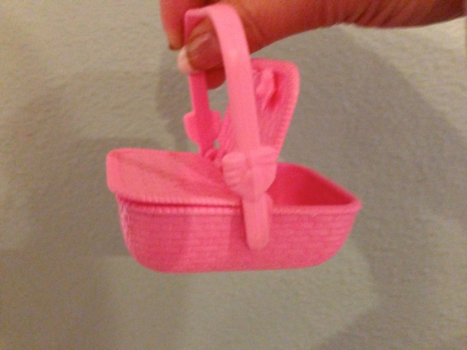 Pink Barbie Size Picnic BASKET weave two top openings