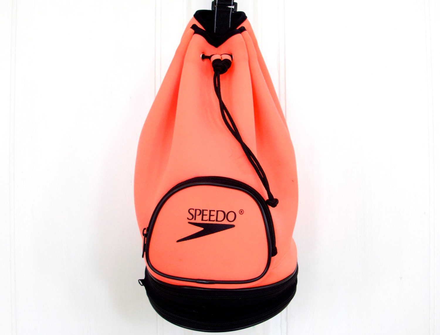 90s Neon Neoprene Drawstring Backpack / Speedo Bucket Bag