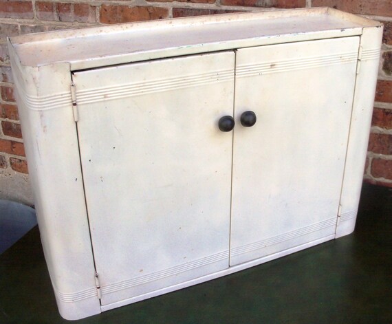 Vintage Art Deco Metal Wall Cabinet Storage by AndysAtticVintage
