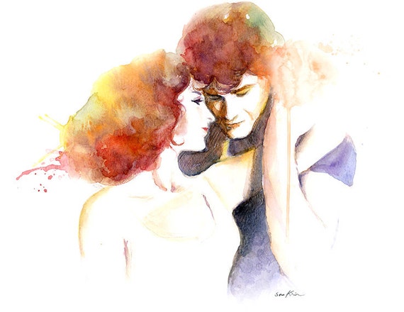 Watercolor painting - Johnny and Baby - Dirty Dancing Movie