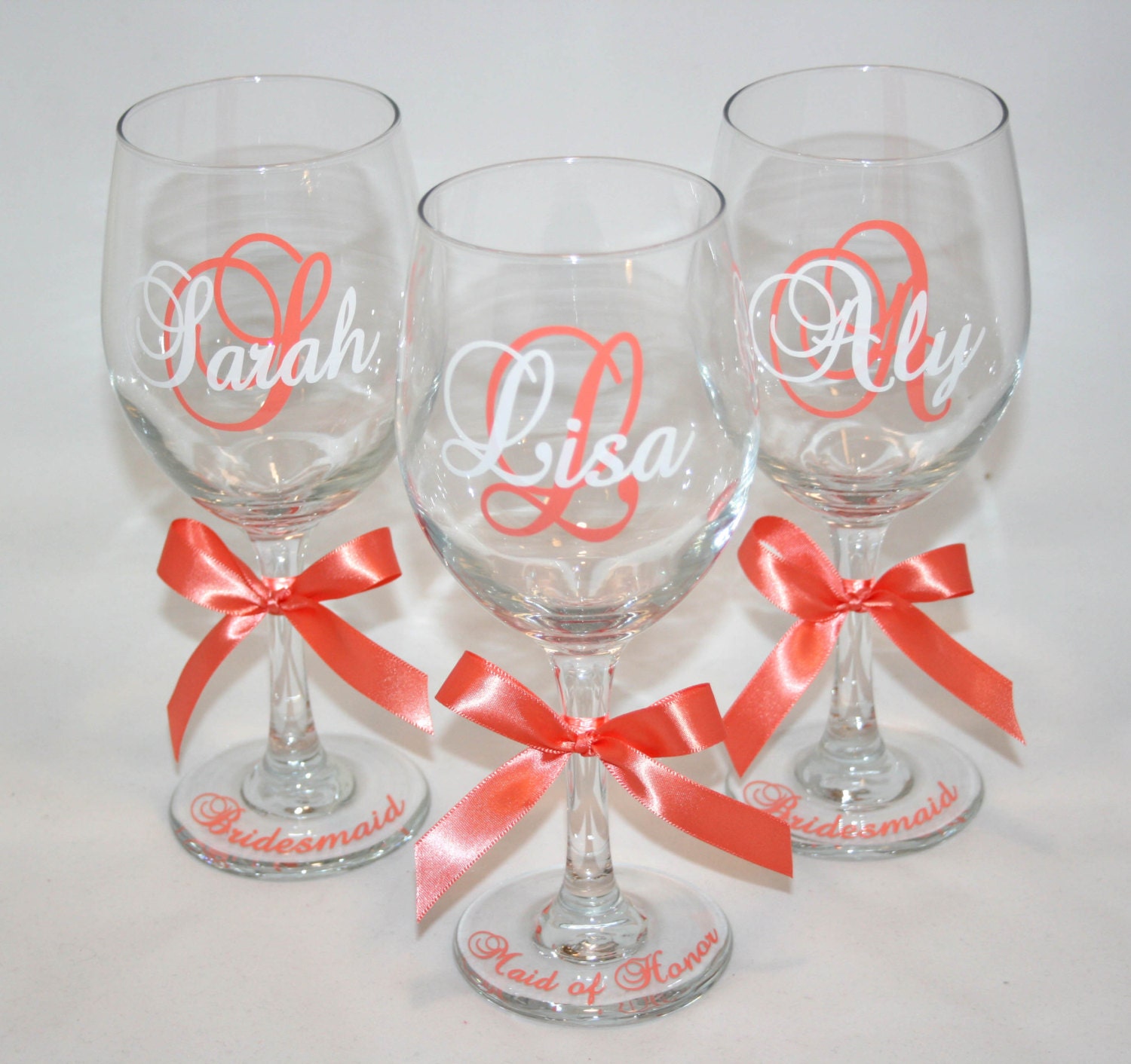 1 Personalized Bride And Bridesmaid Wine Glasses