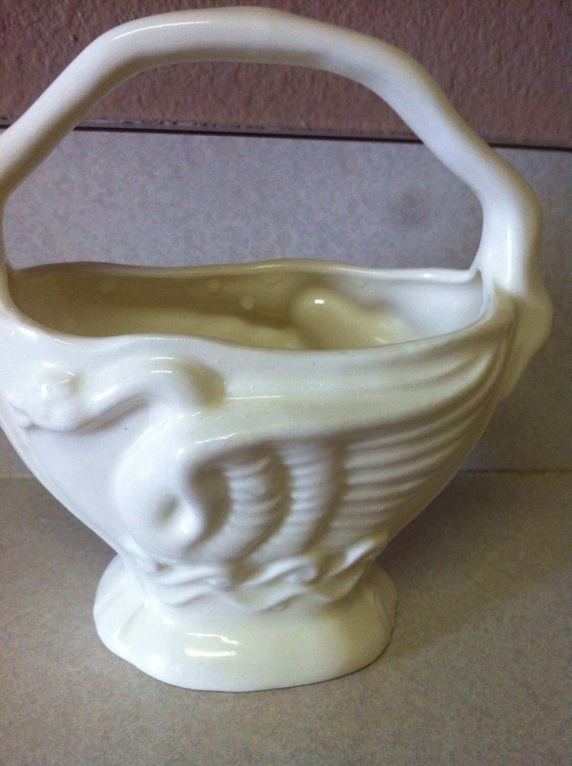 Vintage McCoy Pottery Planter Swan White Matte Finish 289