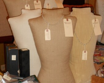 Mannequin, Jewelry Display, Burlap Dressform, Torso, Handcrafted Original Design