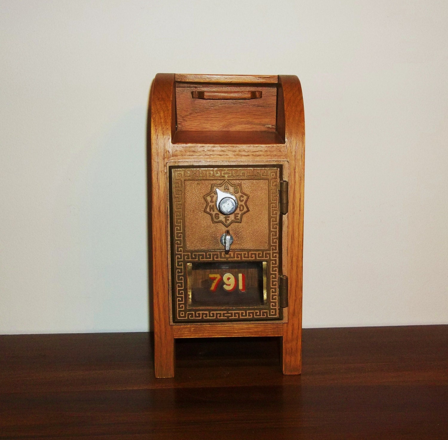 US Post Office Box Door Mailbox Shaped Bank Vintage Federal