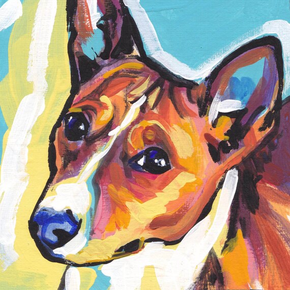 Basenji portrait art print modern Dog pop dog art bright
