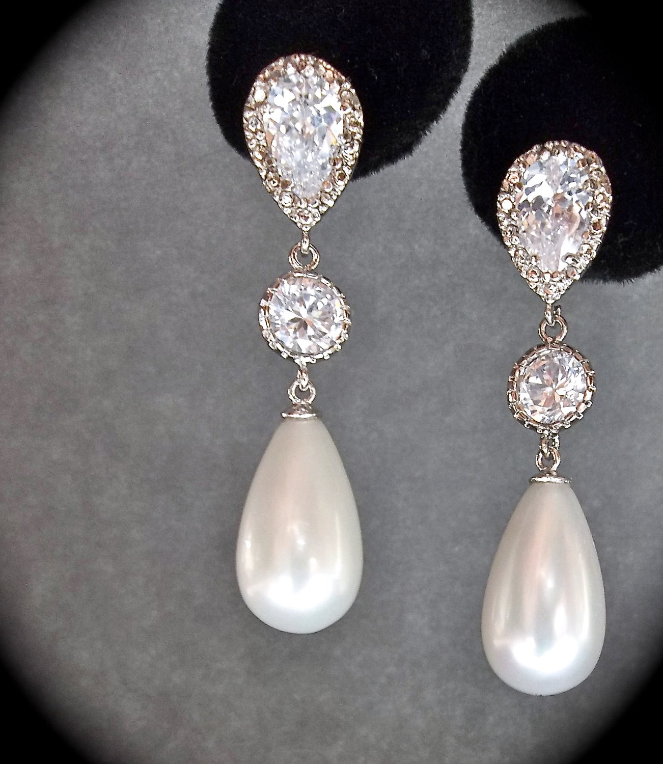 Pearl Drop Earrings // Sterling silver posts by QueenMeJewelryLLC