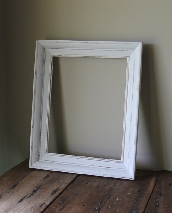 White Wood Frame Large Picture Vintage Gold by TheSquirrelCottage