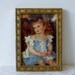 Vintage Framed Print of Little Girl / Beaded Gold Frame