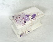 Wedding Ring bearer, Proposal ring box, Engagement box, Trinkets box, Jewelry box with Polymer clay flowers