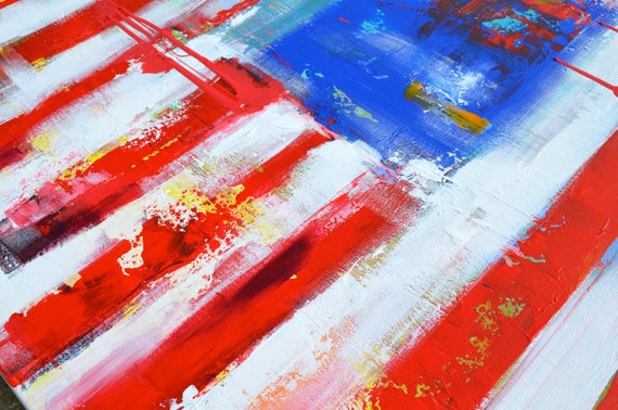 Abstract American Flag Painting United States America Us