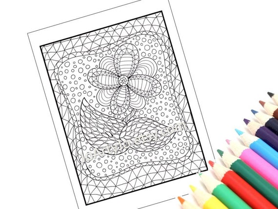 zentangle inspired pdf printable coloring page zendoodle page