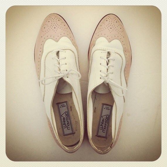 Pink & White Oxford Shoes