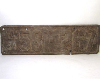 Vintage Kansas Metal License Plate Rusted and Naturally Distressed 1934