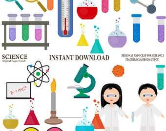 Science Clipart, Chemistry Clipart, School Clipart, Experiment Clipart, Instant Download