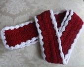 Red and White Knit Scarf/Nearly 8 feet long use coupon code for 25% off