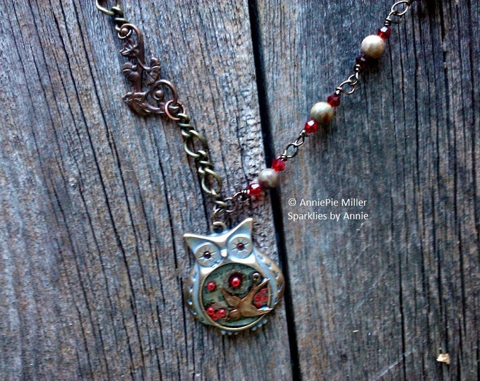 Wise Old Owl, 3D filled Pendant Necklace