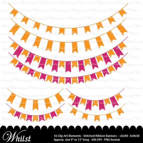 Orange Pink Banner clip art fuscia ribbon by WhilstDigitalStash
