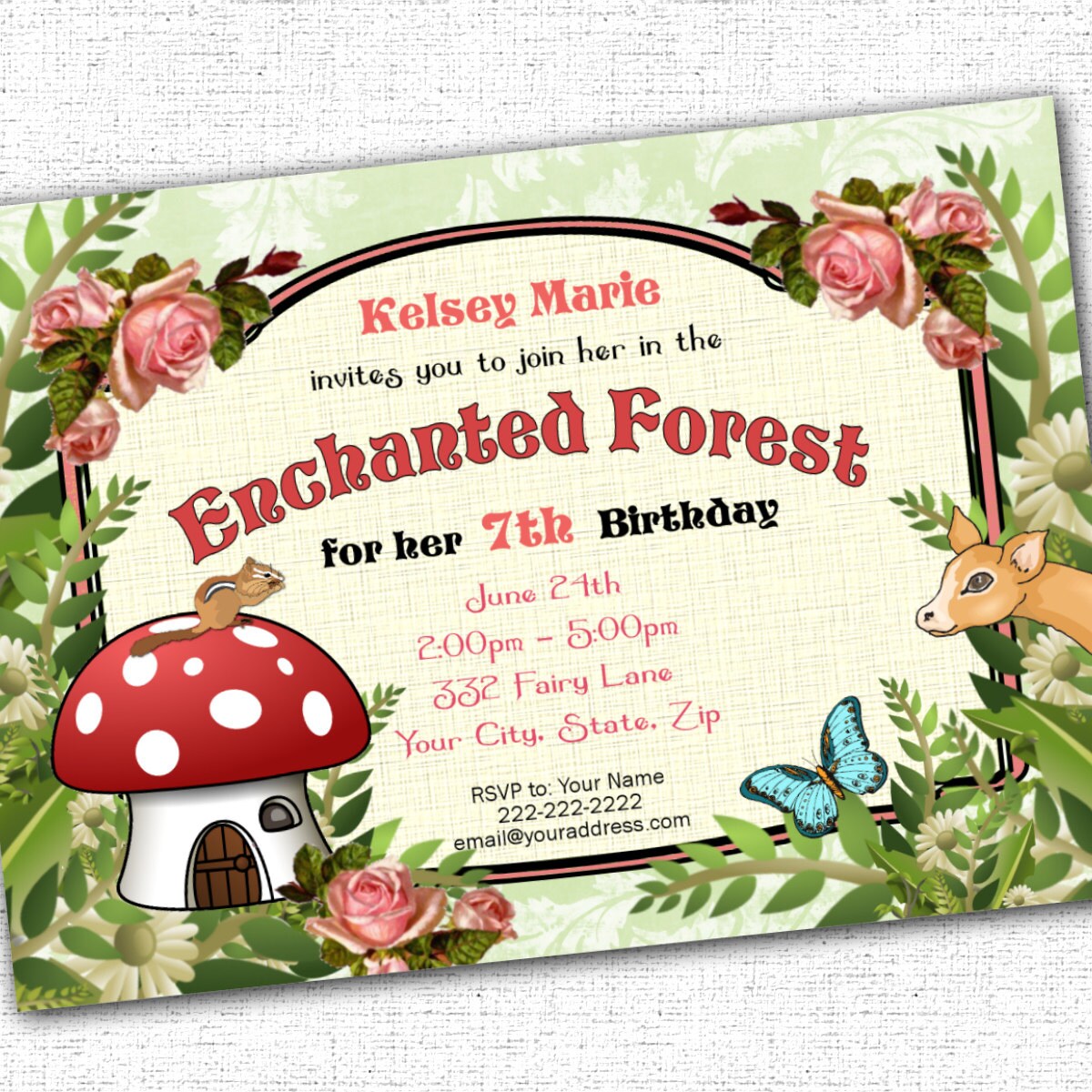 Enchanted Forest Woodland Party Printable Custom by PartyEverAfter