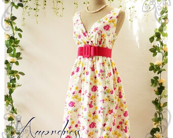 Summer Dress Tea Dress Navy White Stripe Dress High by Amordress