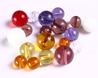 15 mixed color round glass bead 15pcs (1104)