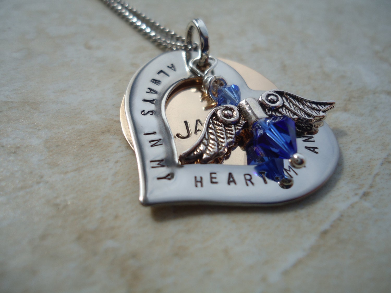 Baby Loss Angel Necklace with Name Personalized Hand Stamped