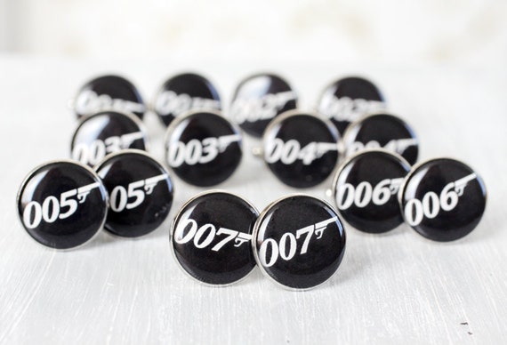 Wedding mens cufflinks - set of 7 Groomsmen gifts - James Bond Cufflinks - James Bond 007 Jewelry