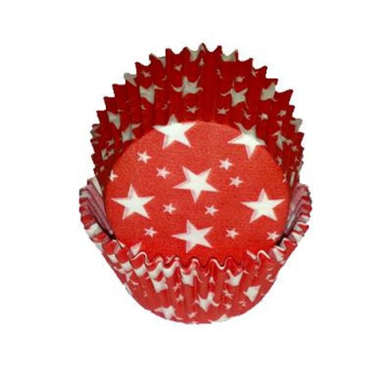 Red with White Star Standard Grease Proof Baking Liners Il_570xn