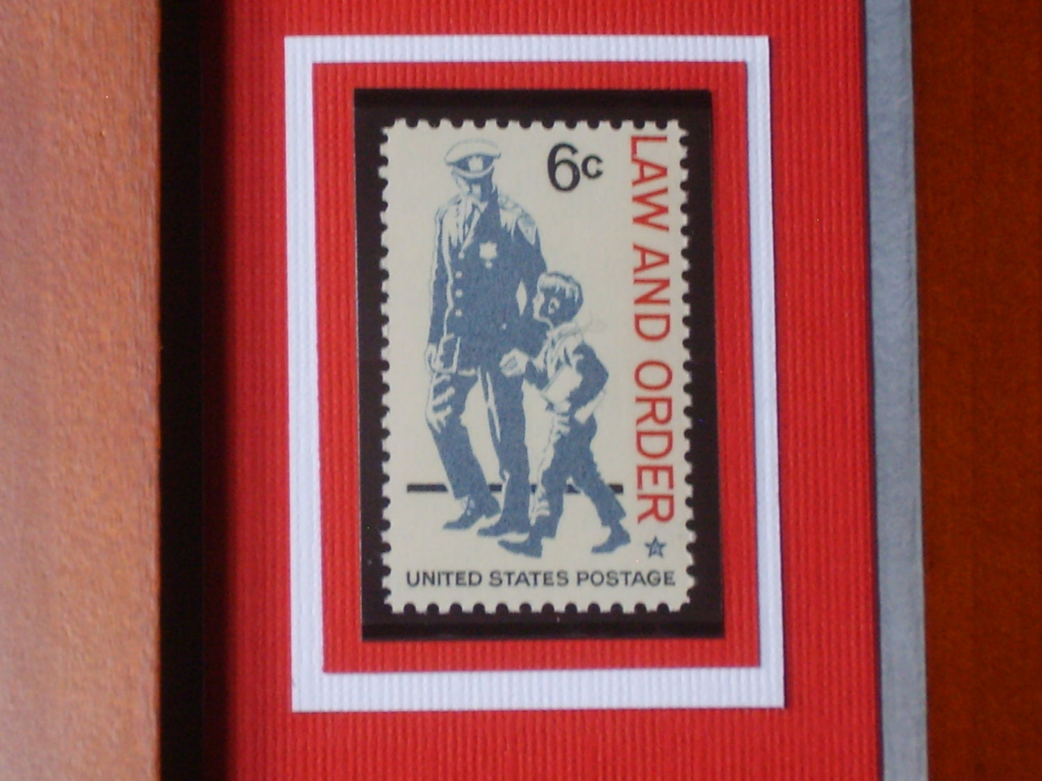 Vintage Framed Postage Stamp Law and Order Version B No.