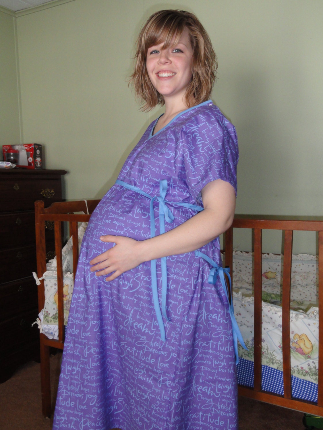 Maternity Hospital Johnny Gown Delivery Room Mommy Purple with