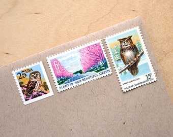 Vintage unused - Owl Post no.2 - postage stamps to post 5 letters - or use in scrapbooking and crafts
