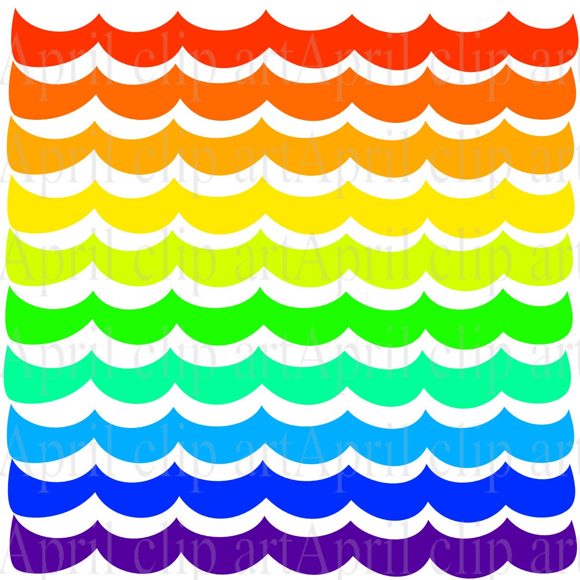 Ocean Waves in Rainbow colors border Sea Wave by aprilhovjacky