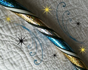Beach Party Dance & Exercise Hula Hoop COLLAPSIBLE or Push Button - blue gold silver