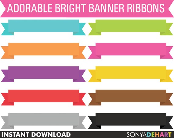 80% OFF Sale Clipart Banner Ribbons Digital Scrapbook Commercial Use Scrapbooking Embelishment Commercial Use Il_570xn