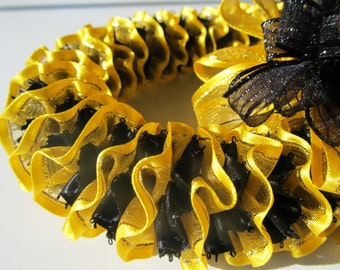 Hawaiian Ribbon Lei Yellow/Gold and Black Picot Edge