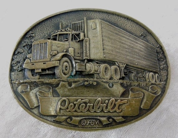 Vintage Oval Solid Brass Peterbilt Belt Buckle