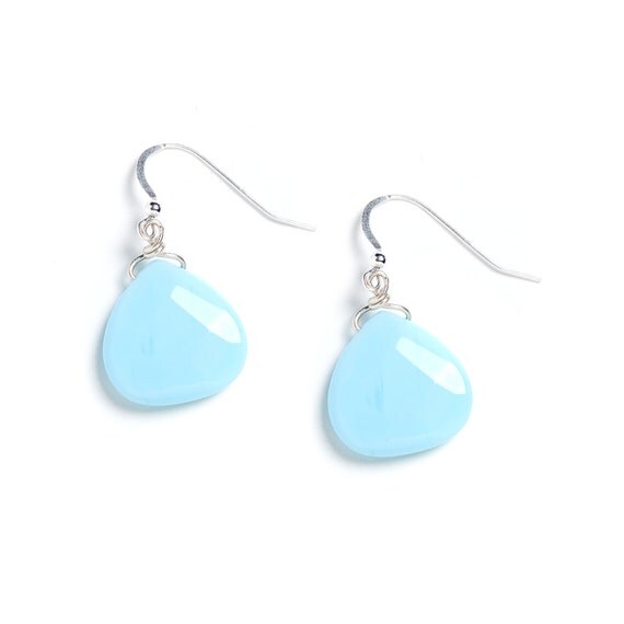 Items similar to Light Blue Earrings by Kluster. Sky Blue Gemstone